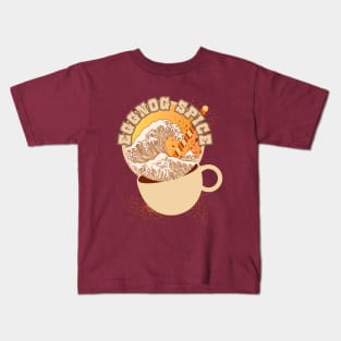 GREAT WAVE OF EGGNOG SPICE, HOLIDAY COFFEE FLAVOR TSUNAMI, CANDY SWIZZLE STYLE Kids T-Shirt